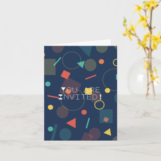 Carte d'invitation d'anniversaire à motif géométri (Fleur jaune)