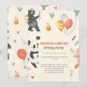 Carte d'invitation d'anniversaire amis des animaux (Devant / Derrière)