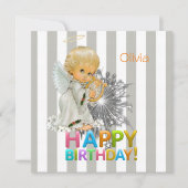 Carte d'invitation d'anniversaire Ange (Devant)