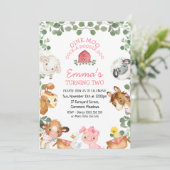 Carte d'invitation d'anniversaire Animaux de la fe (Debout devant)