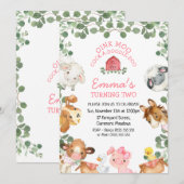 Carte d'invitation d'anniversaire Animaux de la fe (Devant / Derrière)