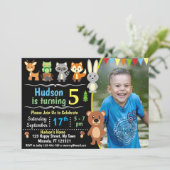 carte d'invitation d'anniversaire animaux de la fo (Debout devant)