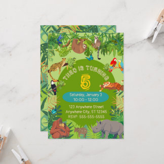 Carte d'invitation d'anniversaire Animaux de la ju
