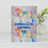 Carte d'invitation d'anniversaire aquarelle art li (Debout devant)