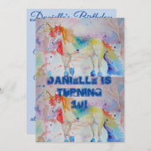 Carte d'invitation d'anniversaire aquarelle art li (Devant / Derrière)