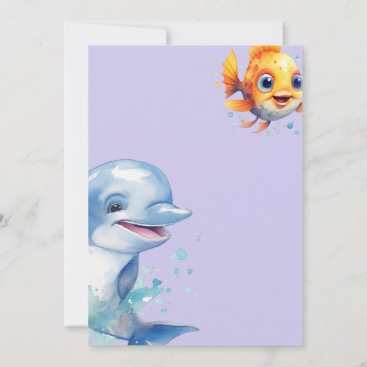 Carte d'invitation d'anniversaire aquarelle Sirène (Dos)
