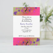 Carte d'invitation d'anniversaire Arbre Fleur Fant (Debout devant)