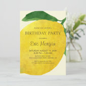 Carte d'invitation d'anniversaire au citron frais (Debout devant)