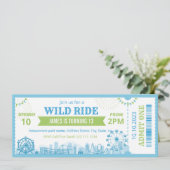 Carte d'invitation d'anniversaire au parc d'attrac (Debout devant)