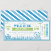 Carte d'invitation d'anniversaire au parc d'attrac (Devant / Derrière)