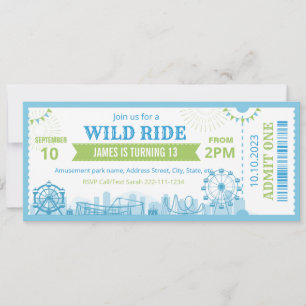 Carte d'invitation d'anniversaire au parc d'attrac