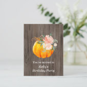 carte d'invitation d'anniversaire automne, floral, (Debout devant)