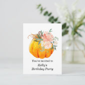 carte d'invitation d'anniversaire automne, floral, (Debout devant)