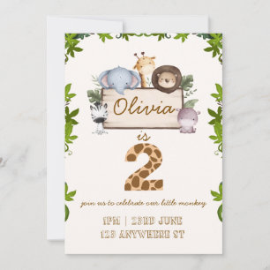 Carte d'invitation d'anniversaire aux animaux mign