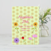 Carte d'invitation d'anniversaire avec fleurs (Debout devant)