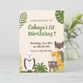 Carte d'invitation d'anniversaire avec illustratio (Debout devant)