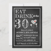 Carte d'invitation d'anniversaire avec tableau noi (Devant)
