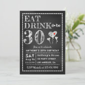 Carte d'invitation d'anniversaire avec tableau noi (Debout devant)