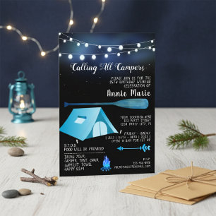 Carte d'invitation d'anniversaire bleue pour tous