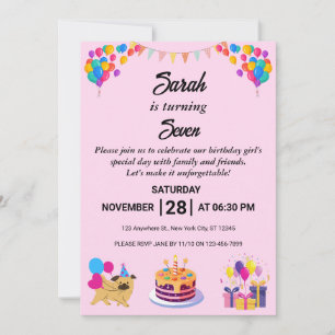 Carte d'invitation d'anniversaire brillante et gai