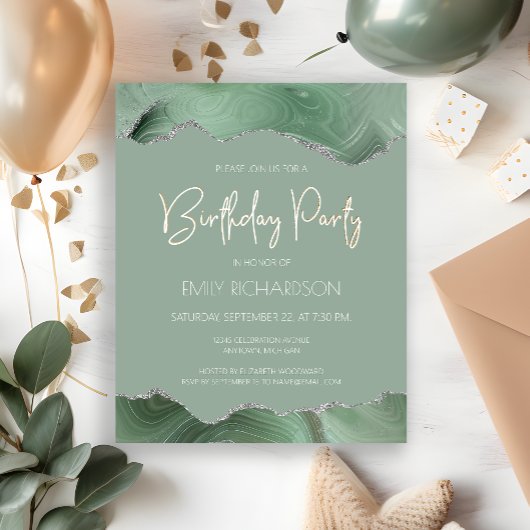 Carte d'invitation d'anniversaire Budget Vert Saug