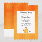 Carte d'invitation d'anniversaire Busy Bees (Devant / Derrière)