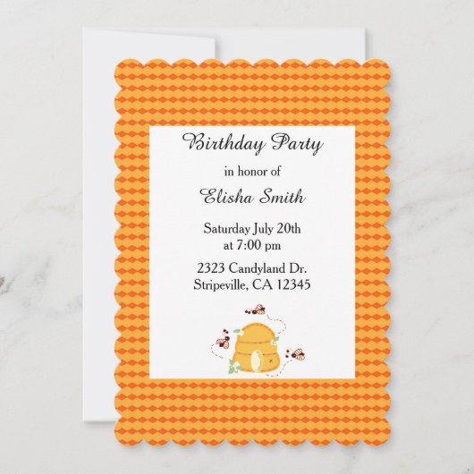 Carte d'invitation d'anniversaire Busy Bees (Devant)