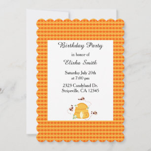 Carte d'invitation d'anniversaire Busy Bees