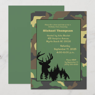 Carte d'invitation d'anniversaire camouflage pour 
