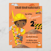 Carte d'invitation d'anniversaire Casquette dur (Devant / Derrière)