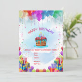 Carte d'invitation d'anniversaire colorée et modif (Debout devant)