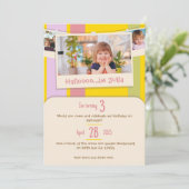 Carte d'invitation d'anniversaire colorée pour enf (Debout devant)