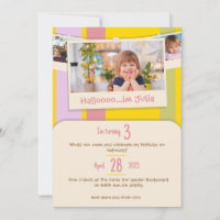 Carte d'invitation d'anniversaire colorée pour enf