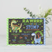Carte d'invitation d'anniversaire conjoint de dino (Debout devant)