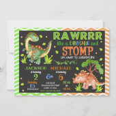 Carte d'invitation d'anniversaire conjoint de dino (Devant)