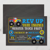 Carte d'invitation d'anniversaire conjoint Monster (Devant / Derrière)