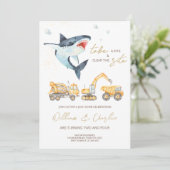 Carte d'invitation d'anniversaire conjoint requin  (Debout devant)