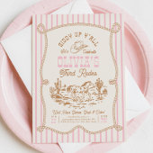 Carte d'invitation d'anniversaire Cowgirl à rayure