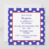 Carte d'invitation d'anniversaire Crayons et Pince (Dos)