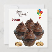 Carte d'invitation d'anniversaire Cupcake au choco (Devant)