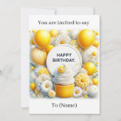 carte d'invitation d'anniversaire cupcake et ballo (Devant)