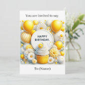 carte d'invitation d'anniversaire cupcake et ballo (Debout devant)
