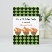 Carte d'invitation d'anniversaire Cupcake Orange (Debout devant)