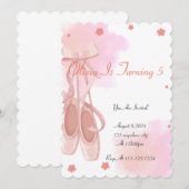 CARTE D'INVITATION D'ANNIVERSAIRE DE BALLERINE ROS (Devant / Derrière)