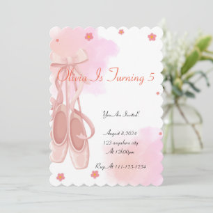 CARTE D'INVITATION D'ANNIVERSAIRE DE BALLERINE ROS