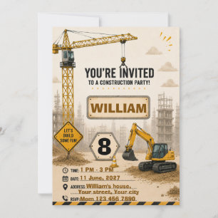 Carte d'invitation d'anniversaire de camion de con