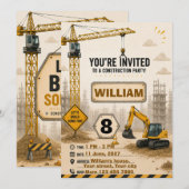 Carte d'invitation d'anniversaire de camion de con (Devant / Derrière)