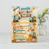 Carte d'invitation d'anniversaire de camion de con (Debout devant)