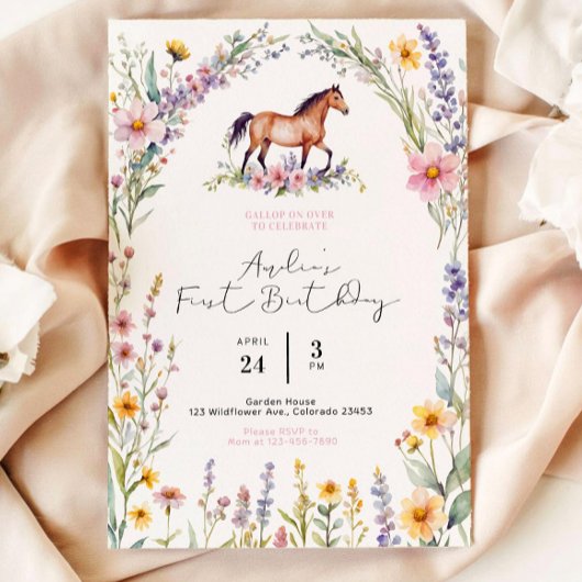 Carte d'invitation d'anniversaire de cheval, modèl