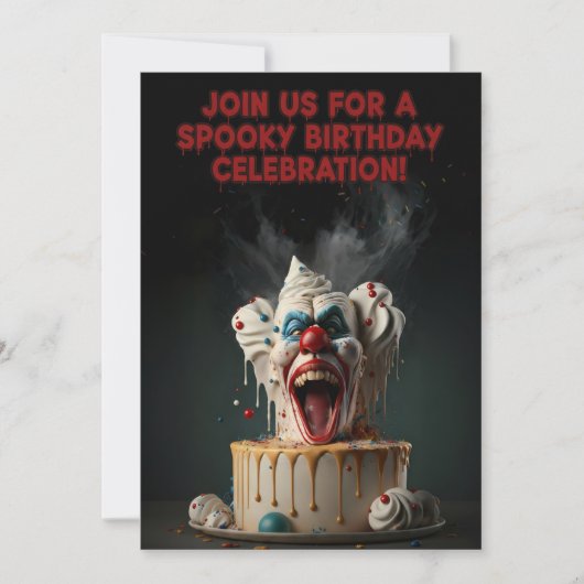 Carte d'invitation d'anniversaire de clown effraya (Devant)